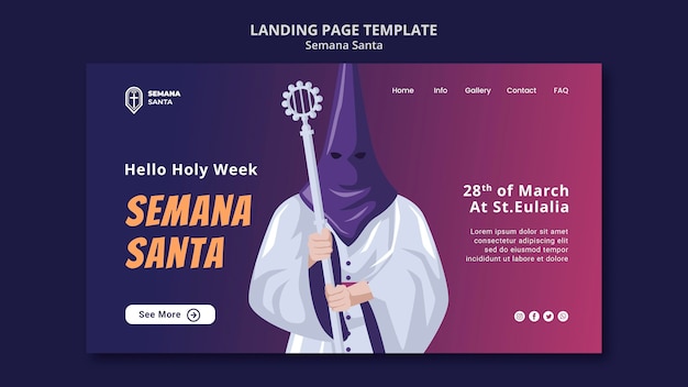 PSD gratuit modèle de page de destination semana santa illustré