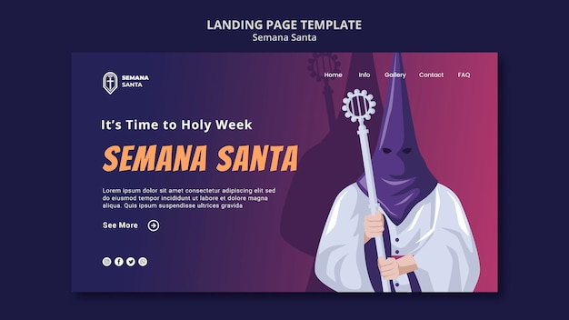 PSD gratuit modèle de page de destination semana santa illustré