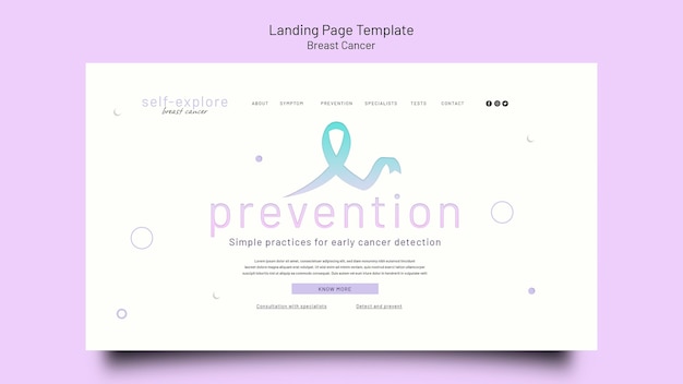 Modèle de page de destination de sensibilisation au cancer du sein