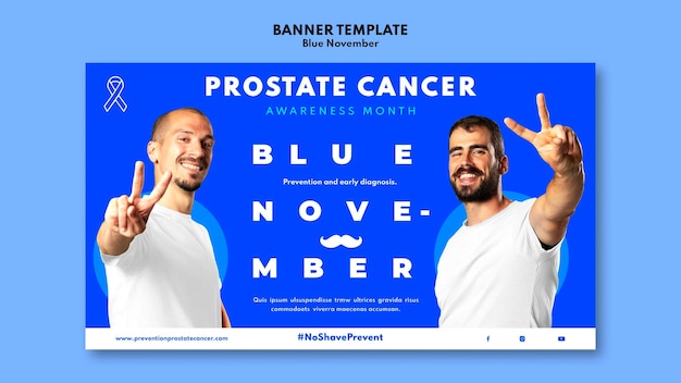 Modèle de page de destination de sensibilisation au cancer de la prostate avec des détails bleus