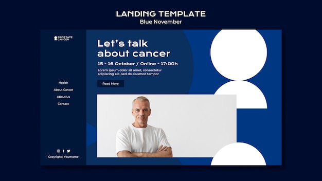 PSD gratuit modèle de page de destination de sensibilisation au cancer de la prostate