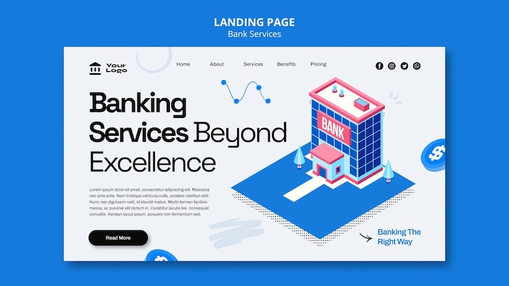 PSD gratuit modèle de page de destination des services bancaires