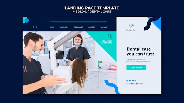 PSD gratuit modèle de page de destination des soins dentaires