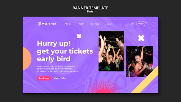 PSD gratuit modèle de page de destination de soirée dansante