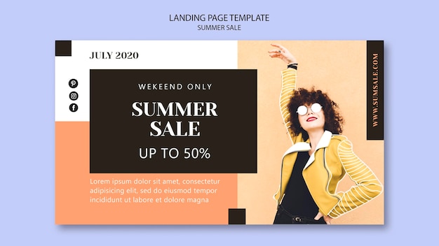 PSD gratuit modèle de page de destination des soldes d'été