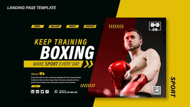 Modèle de page de destination sport avec photo