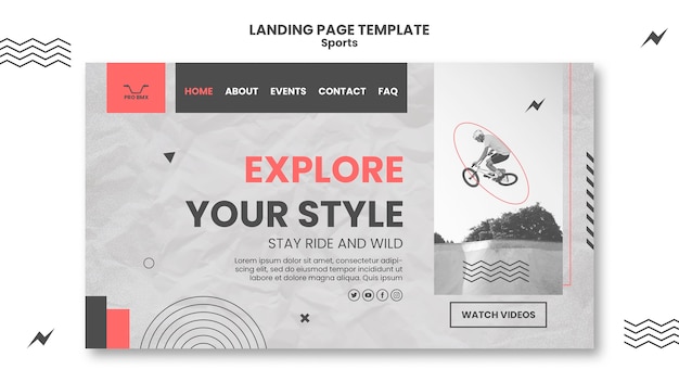 PSD gratuit modèle de page de destination sportive design plat