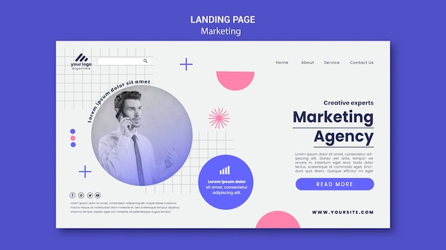 PSD gratuit modèle de page de destination de stratégie marketing