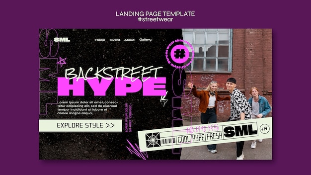 Modèle De Page De Destination Streetwear Design Plat