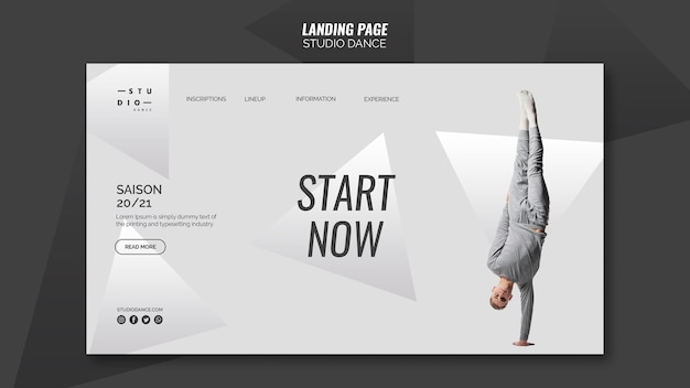 PSD gratuit modèle de page de destination studio dance