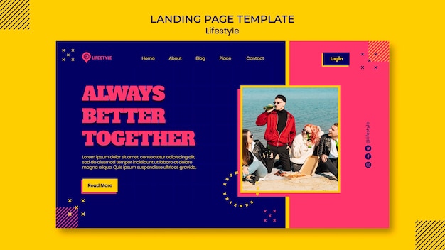 PSD gratuit modèle de page de destination de style de vie joyeux