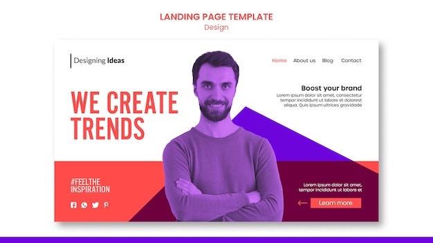 Modèle de page de destination des tendances de conception