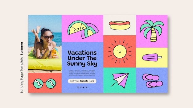 PSD gratuit modèle de page de destination des vacances d'été