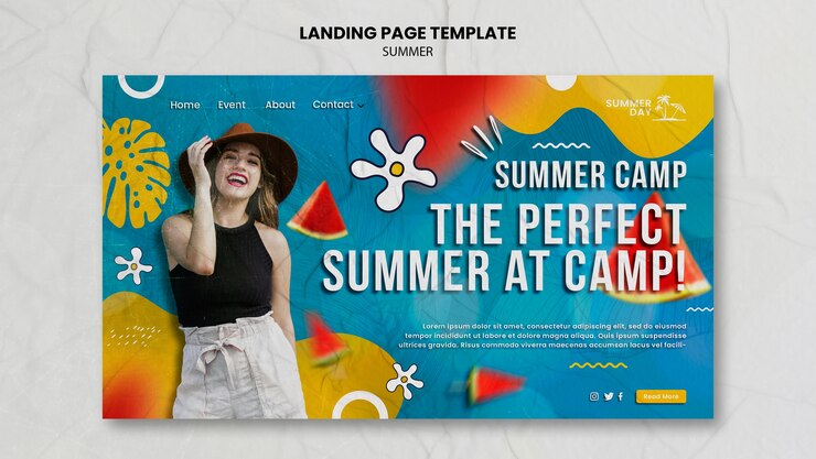 PSD gratuit modèle de page de destination des vacances d'été