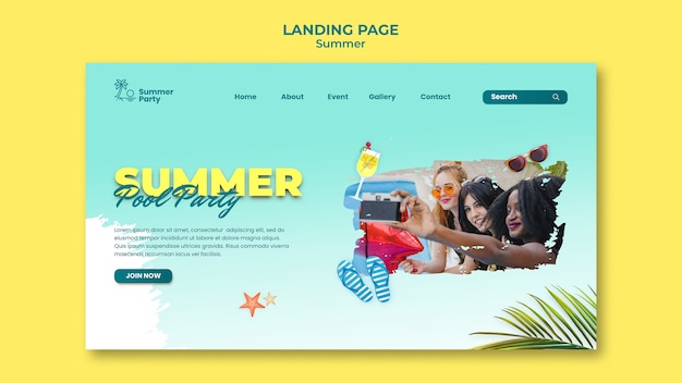 PSD gratuit modèle de page de destination des vacances d'été