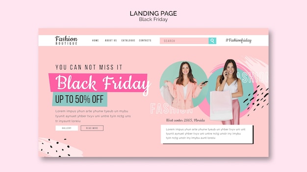 PSD gratuit modèle de page de destination de vente black friday