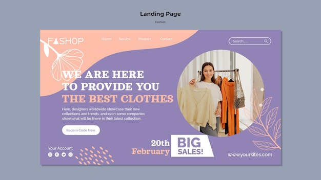 PSD gratuit modèle de page de destination des ventes de mode