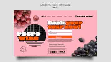 PSD gratuit modèle de page de destination de vin rétro