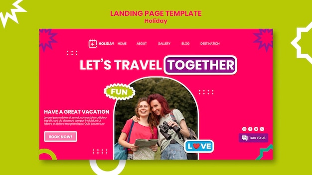 PSD gratuit modèle de page de destination voyage ensemble