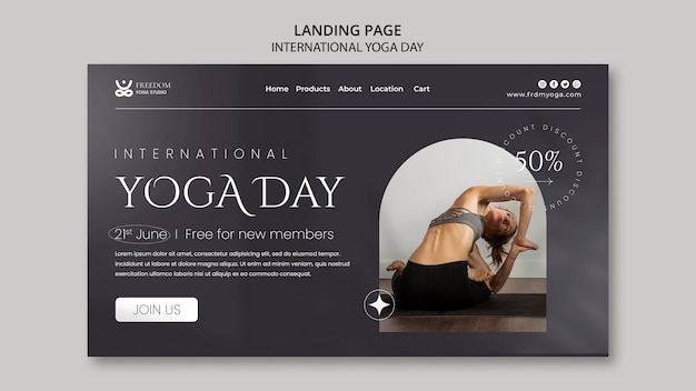 PSD gratuit modèle de page de destination de yoga dégradé