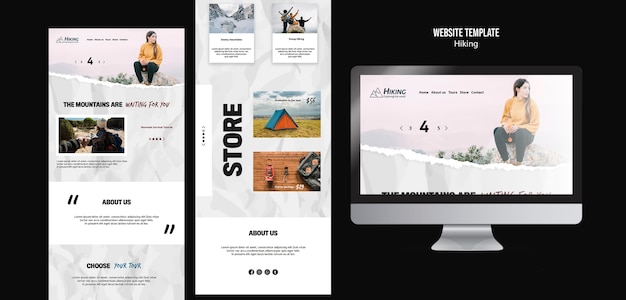 PSD gratuit modèle de pages de destination de magasin de randonnée