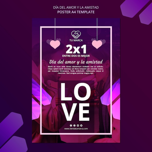 PSD gratuit modèle de papeterie affiche amour saint valentin