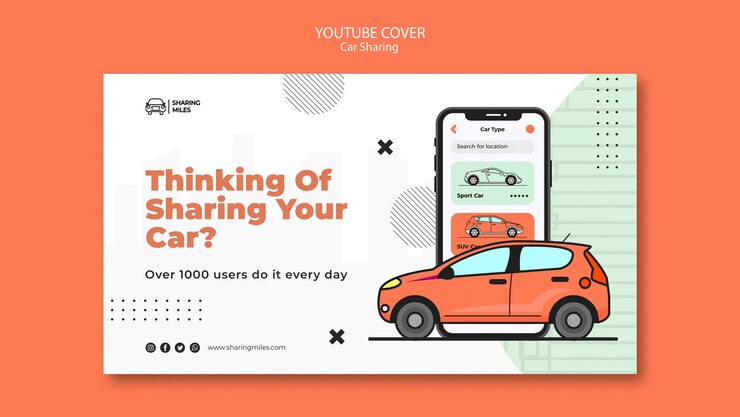 PSD gratuit modèle de partage de voiture design plat