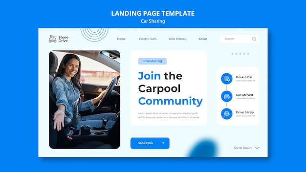 PSD gratuit modèle de partage de voiture design plat