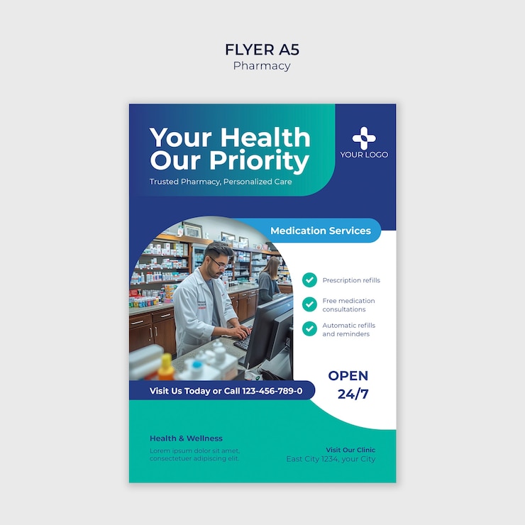 PSD gratuit modèle de pharmacie professionnelle