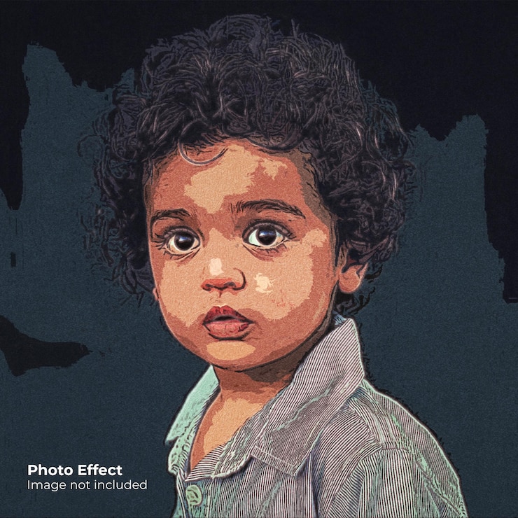 PSD gratuit modèle de photo de portrait d'effet pop art réaliste