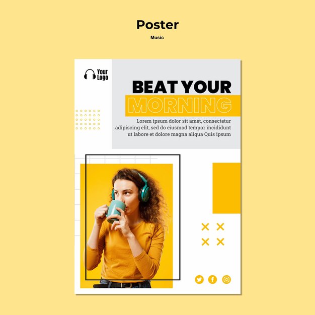 Modèle de plate-forme de musique affiche