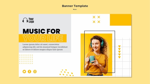 PSD gratuit modèle de plate-forme de musique de bannière