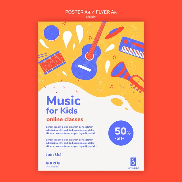 Modèle de plate-forme de musique Flyer Kids