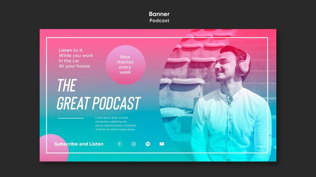 Modèle de podcast radio bannière