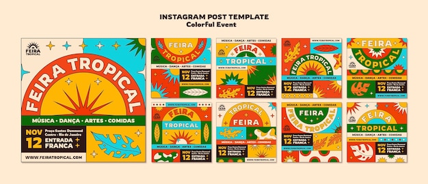 PSD gratuit un modèle de post d'instagram coloré