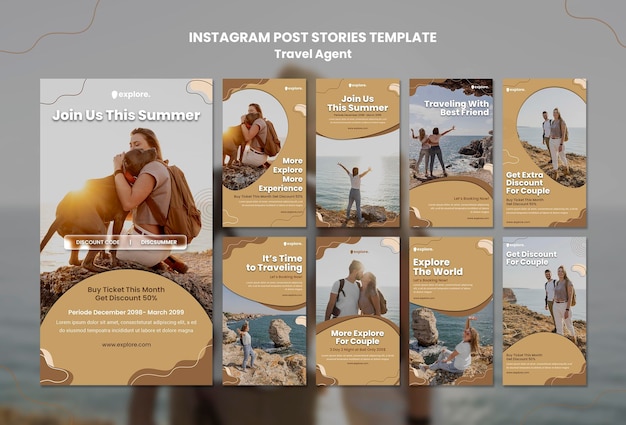 PSD gratuit modèle de post instagram concept agent de voyage