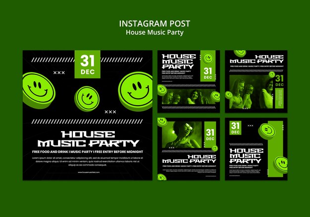 Le modèle de poste d'Instagram de la fête de la musique de la maison