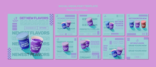 Modèle De Posts Instagram De Crème Glacée Pastel