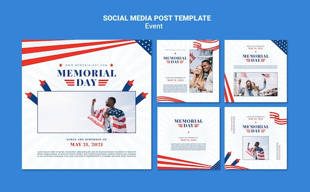 Modèle De Posts Instagram Memorial Day