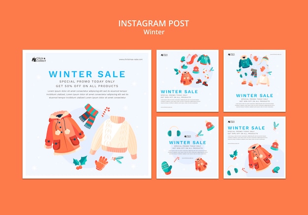 PSD gratuit le modèle de posts instagram de la saison d'hiver