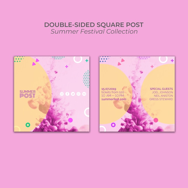 Modèle de poteau carré double face pour festival d'été