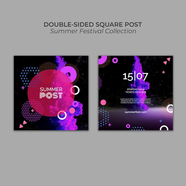 PSD gratuit modèle de poteau carré double face pour festival d'été