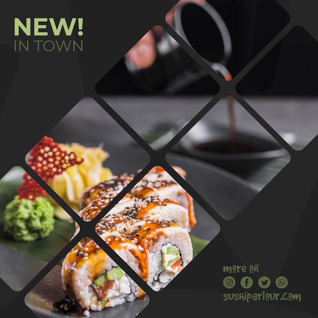 Modèle de poteau carré pour restaurant japonais