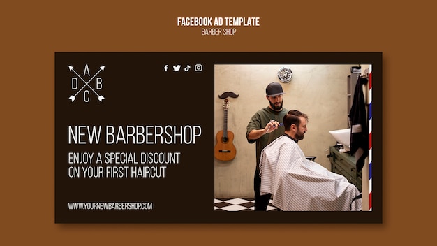 PSD gratuit modèle de promotion de médias sociaux barbershop