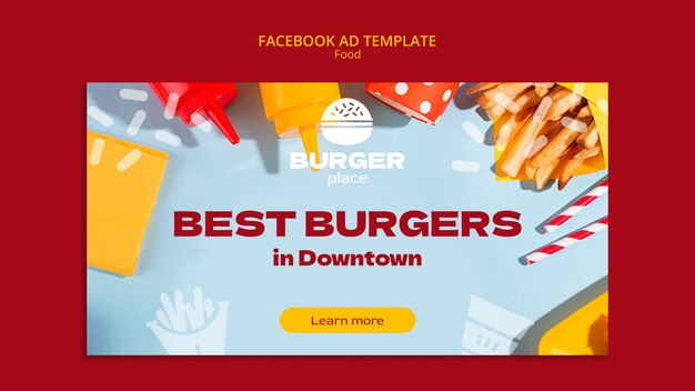 Modèle de promotion de médias sociaux burger et grill