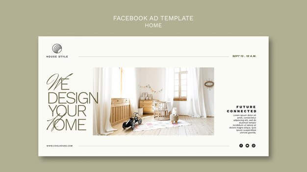 Modèle de promotion de médias sociaux de design d'intérieur et de style maison