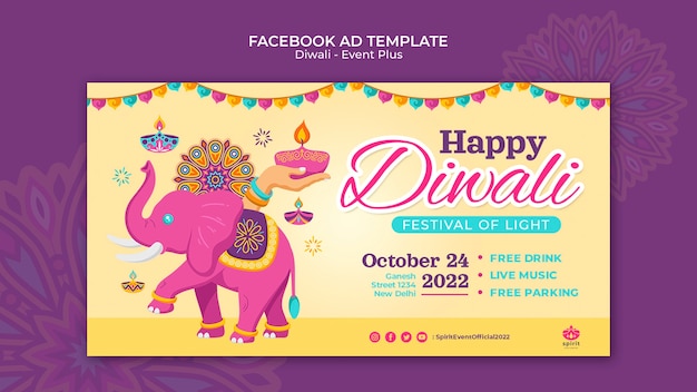 PSD gratuit modèle de promotion des médias sociaux du festival diwali