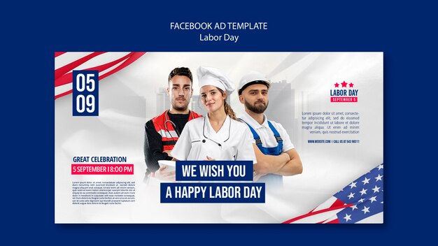 Modèle de promotion des médias sociaux de la fête du travail