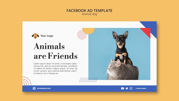 PSD gratuit modèle de promotion des médias sociaux de la journée mondiale des animaux