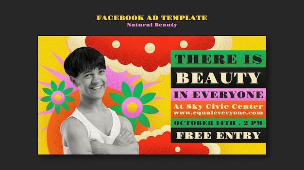 PSD gratuit modèle de promotion de médias sociaux pour la beauté intérieure avec un design coloré